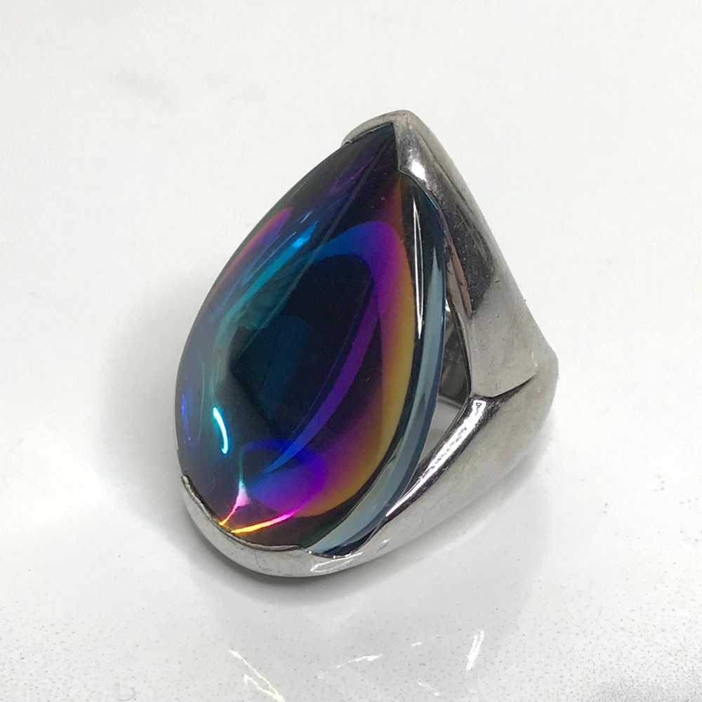 Baccarat Psydelic Blue Purple .925 Cocktail Ring